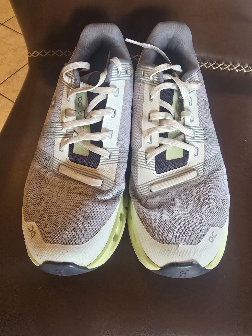 Light Gray and Lime Women's Athletic Running Shoes